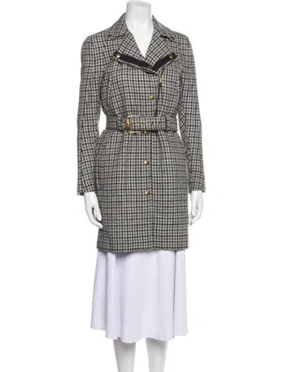 Pre-owned Gucci Wool Houndstooth Print Peacoat In Neutral