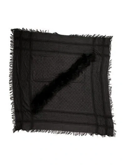 Pre-owned Gucci Wool Interlocking G Logo Scarf In Gray