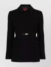 Gucci Black Jacket With Classic Collar And Belt With Double G Detail In Leather Woman