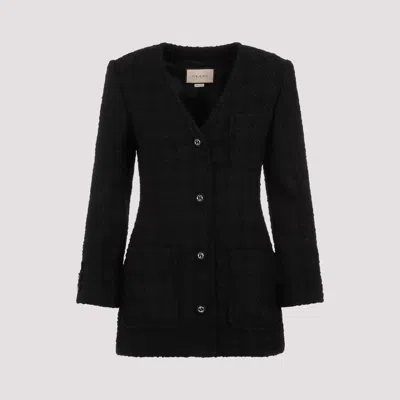 Gucci Wool Jacket V-neck Straight Hem In Black