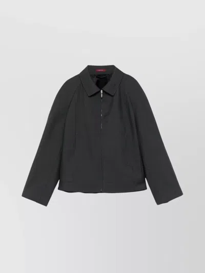 Gucci Wool Jacket Elasticated Hem Long Sleeves In Black