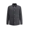 Gucci Collared Flannel Jacket Featuring Embroidered Pattern In Black