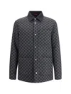 Gucci Collared Flannel Jacket Featuring Embroidered Pattern In Blue