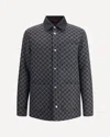 Gucci Collared Flannel Jacket Featuring Embroidered Pattern In Gray