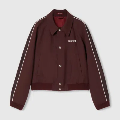 Gucci Wool Jacket With Logo Patch In Red