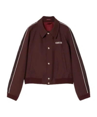 Gucci Wool Jacket With Logo Patch In Red