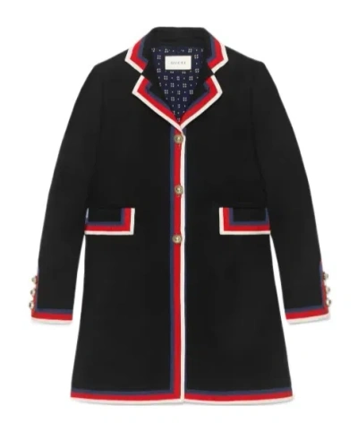 Gucci Wool Jacket With Webbing In Black