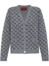 Gucci Wool Jacquard Cardigan With Gg Shadow In Grey