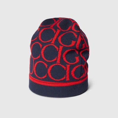 Gucci Wool Jacquard Hat In Blue