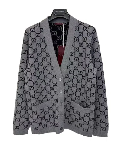 Gucci Wool Jacquard-knit Cardigan In Gray