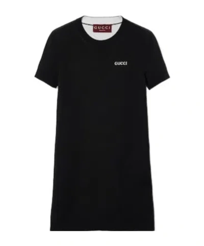 Gucci Wool T-shirt Mini Dress In Black