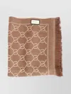 Gucci Wool Jacquard Scarf Fringed Hems
