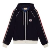 Gucci Wool Jersey Jacket With Web 'blue' In Black