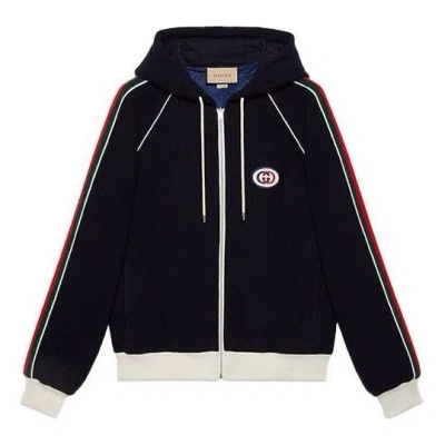 Gucci Wool Jersey Jacket With Web 'blue'