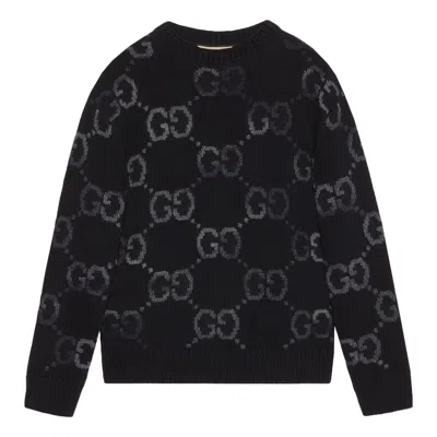 GUCCI GUCCI WOOL JUMPER WITH GG INTARSIA 'BLACK'