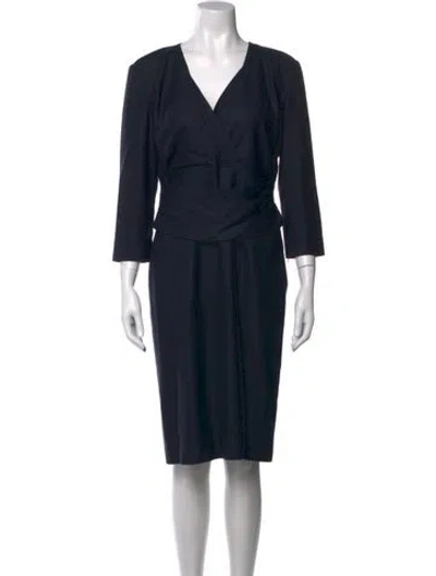 Pre-owned Gucci Wool Knee-length Dress In Blue