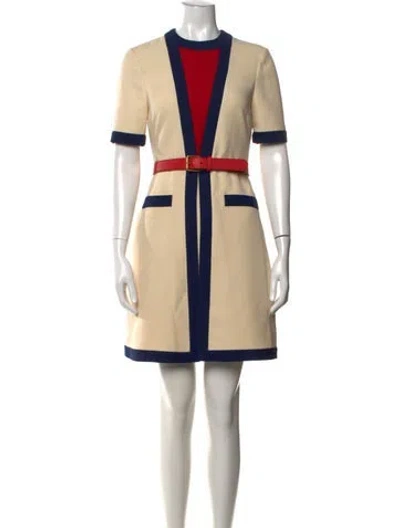 Pre-owned Gucci Wool Knee-length Dress In Blue/neutrals/red