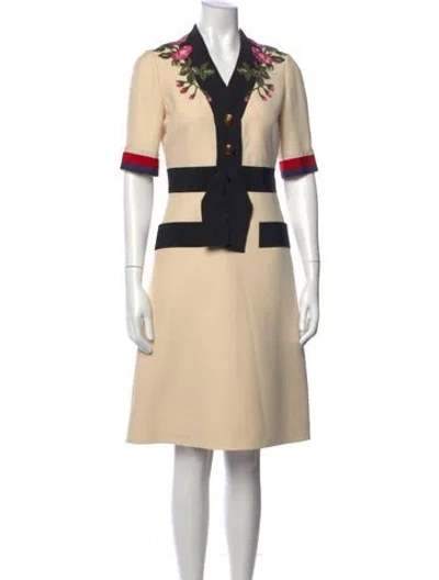 Pre-owned Gucci Wool Knee-length Dress In Neutral