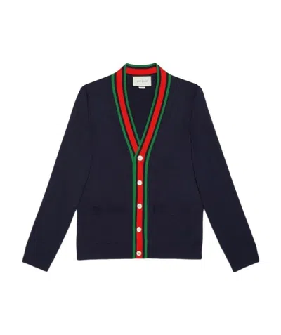 Gucci Wool Knit Cardigan In Black