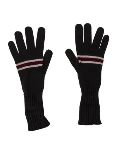 Pre-owned Gucci Wool Knit Colorblock Winter Gloves W/tags In Grey