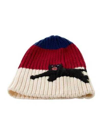 Pre-owned Gucci Wool Knit Embroidered Beanie  W/tags In Blue