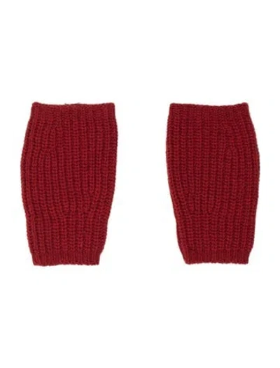 Pre-owned Gucci Wool Knit Fingerless Gloves In Red