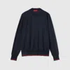 Gucci Silk Cotton Knit Sweater With Intarsia In Blue