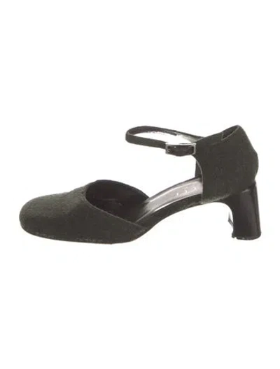 Pre-owned Gucci Wool Leather Trim Embellishment D'orsay Pumps In Black