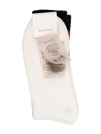 Pre-owned Gucci Wool Lit Webool Socks W/tags In Neutrals/red
