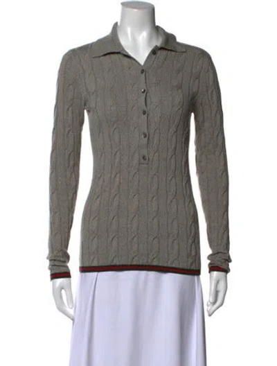 Pre-owned Gucci Wool Long Sleeve Polo In Grey