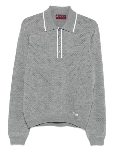 GUCCI GUCCI WOOL LONG-SLEEVES POLO SHIRT