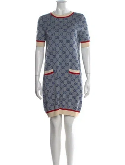 Pre-owned Gucci Wool Midi Length Dress In Blue