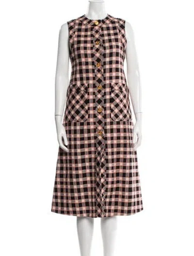 Pre-owned Gucci Wool Midi Length Dress W/ Tags In Black/pink