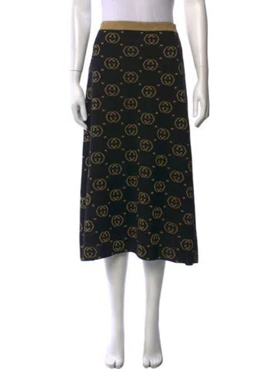 Pre-owned Gucci Wool Midi Length Skirt In Black