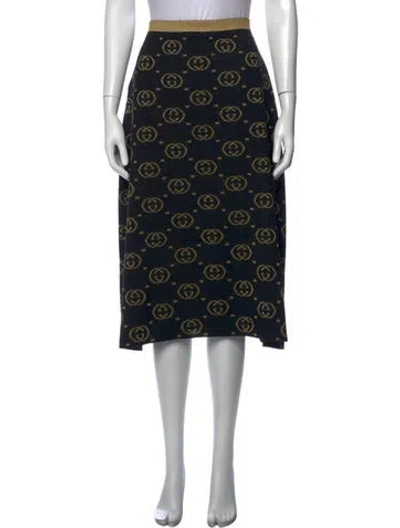 Pre-owned Gucci Wool Midi Length Skirt In Black/metallic