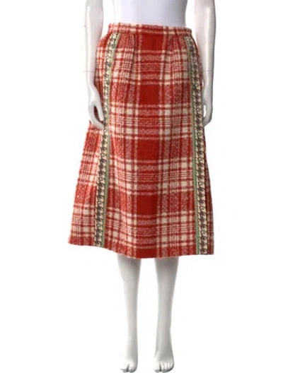 Pre-owned Gucci Wool Midi Length Skirt In Orange