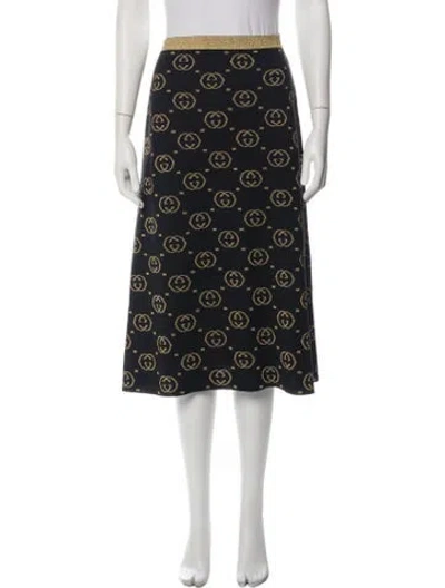 Pre-owned Gucci Wool Midi Length Skirt W/ Tags In Black