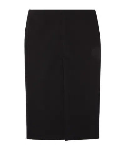 Gucci High Waist Knee-length Skirt With Back Slit And Side Pockets In Black