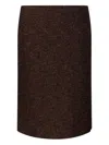 Gucci Women Brown Skirt With Side-closure In Buttoned Wool Woman In Brown