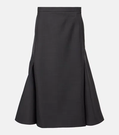 Gucci Wool Midi Skirt In Grey