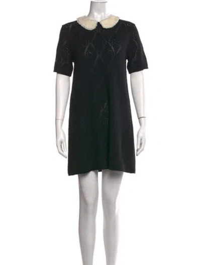 Pre-owned Gucci Wool Mini Dress In Black