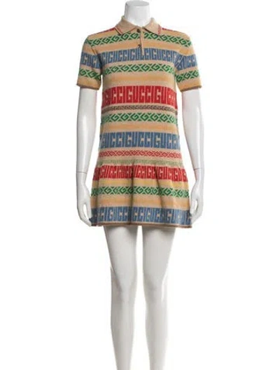 Pre-owned Gucci Wool Mini Dress In Blue