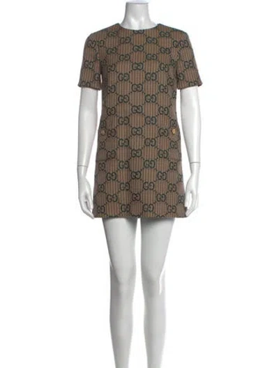 Pre-owned Gucci Wool Mini Dress In Brown