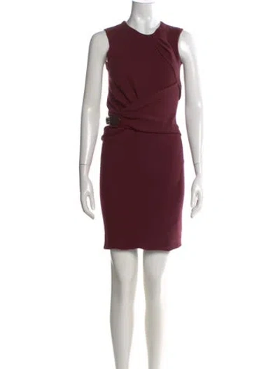 Pre-owned Gucci Wool Mini Dress In Burgundy