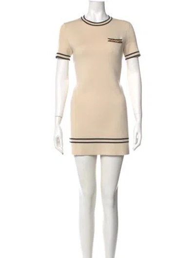 Pre-owned Gucci Wool Mini Dress In Neutral