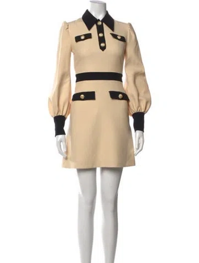 Pre-owned Gucci Wool Mini Dress In Neutrals