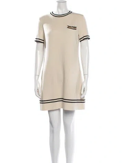 Pre-owned Gucci Wool Mini Dress In Neutrals