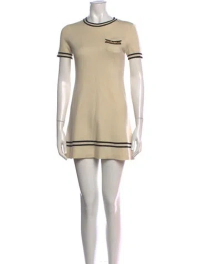 Pre-owned Gucci Wool Mini Dress In Neutrals