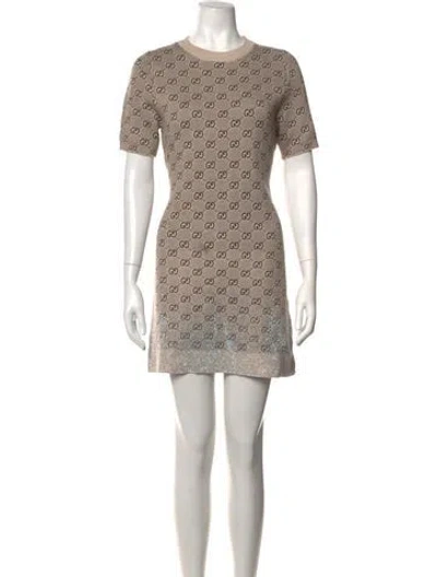 Pre-owned Gucci Wool Mini Dress In Neutrals