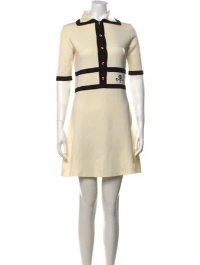 Pre-owned Gucci Wool Mini Dress In Neutrals